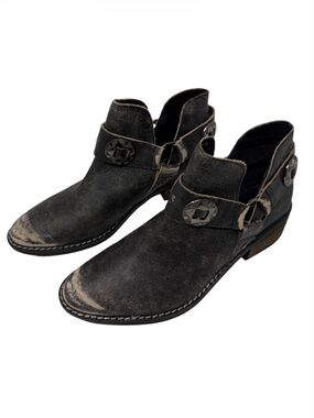CHINESE LAUNDRY Distressed Black Leather Ankle Boots Women's 7.5 Moto Western